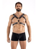 Harnais homme simili cuir avec sangles reliées par de larges anneaux - LM302412150 Harnais homme simili cuir avec sangles reliées par de larges anneaux - LM302412150