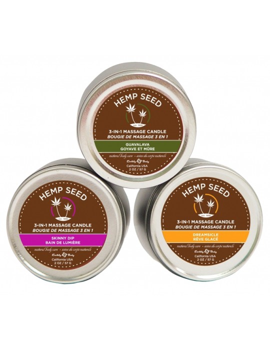 Lot de 3 bougies de massage Hemp Seed 57g Lot de 3 bougies de massage Hemp Seed 57g