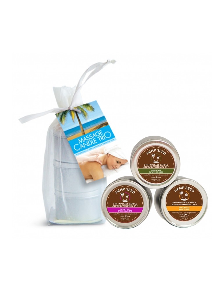 Lot de 3 bougies de massage Hemp Seed 57g