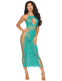 Robe longue résille fantaisie turquoise - DG0524AGA Robe longue résille fantaisie turquoise - DG0524AGA