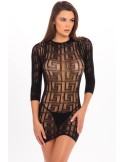 Mini Robe noire manches longues - REN7078-BLK Mini Robe noire manches longues - REN7078-BLK