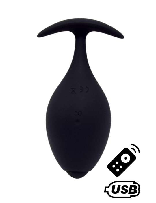 BABA, Plug vibrant anal noir USB, avec télécommande - BQ131BLK