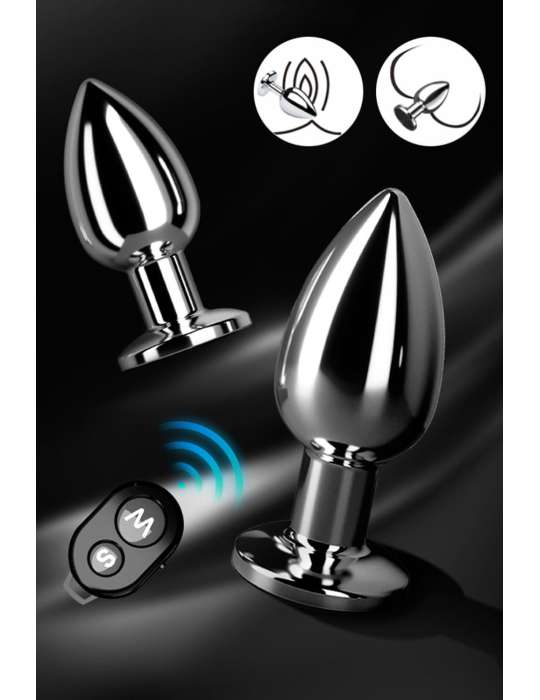Plug vibrant acier inoxydable anal taille M avec télécommande, USB - RY-207-M