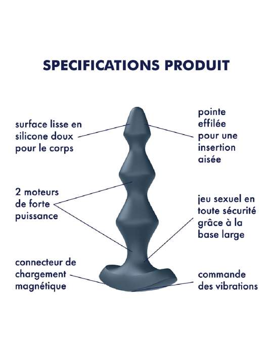 Plug anal vibrant gris USB Lolli Plug 1 Satisfyer - CC5972710040