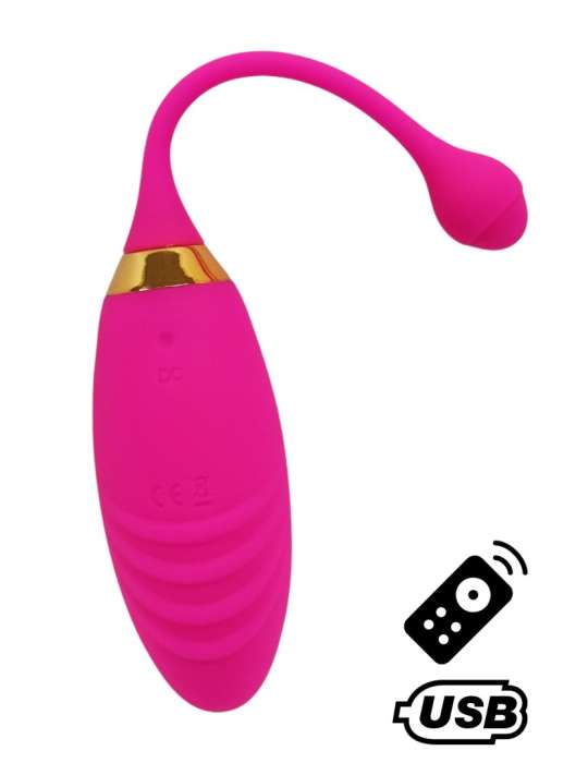 SUNDAY, Un Œuf vibrant USB avec télécommande, dans un silicone médical doux et rainuré - B21PNK