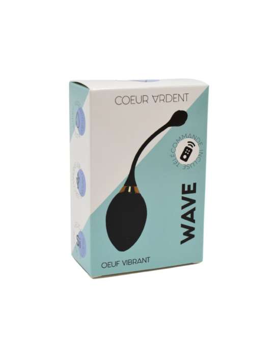 WAVE, Un Œuf vibrant noir USB avec télécommande, dans un silicone médical doux et lisse - B50BLK