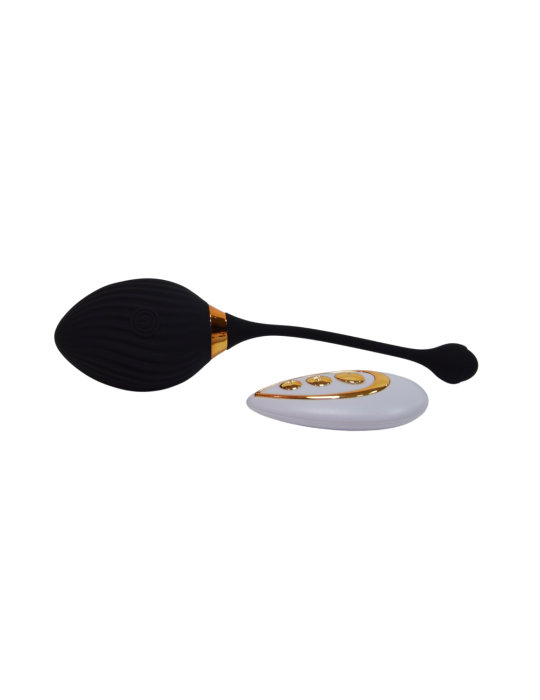 WAVE, Un Œuf vibrant noir USB avec télécommande, dans un silicone médical doux et lisse - B50BLK