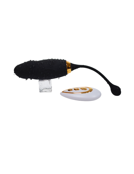 HAPPY, Un Œuf vibrant long USB avec télécommande, dans un silicone médical doux et lisse - B70BLK
