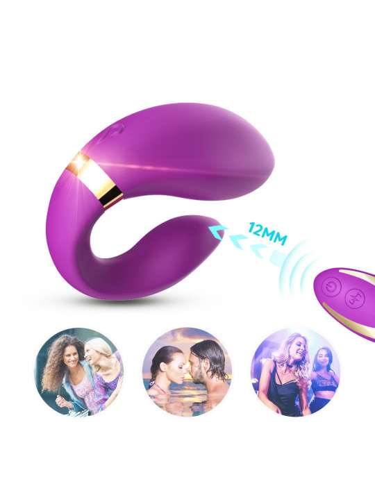 Vibromasseur forme U Violet pour couple avec double moteurs - USK-GZ02PUR