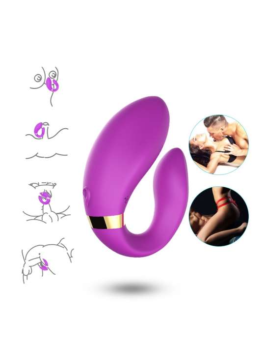 Vibromasseur forme U Violet pour couple avec double moteurs - USK-GZ02PUR