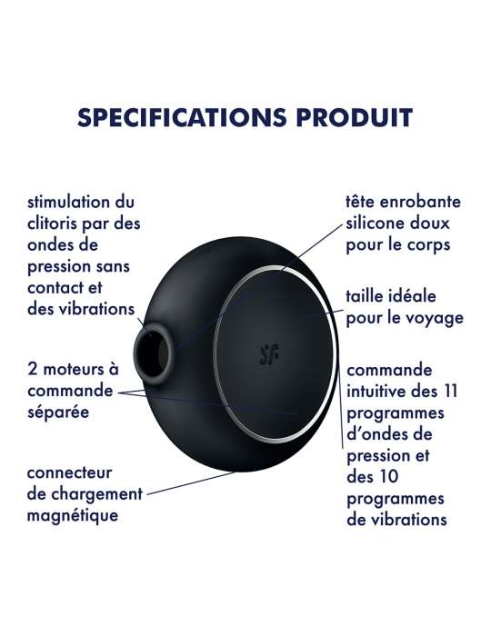 Stimulateur clitoridien par air pulsé et vibration USB Pro To Go 3 Satisfyer - CC597805