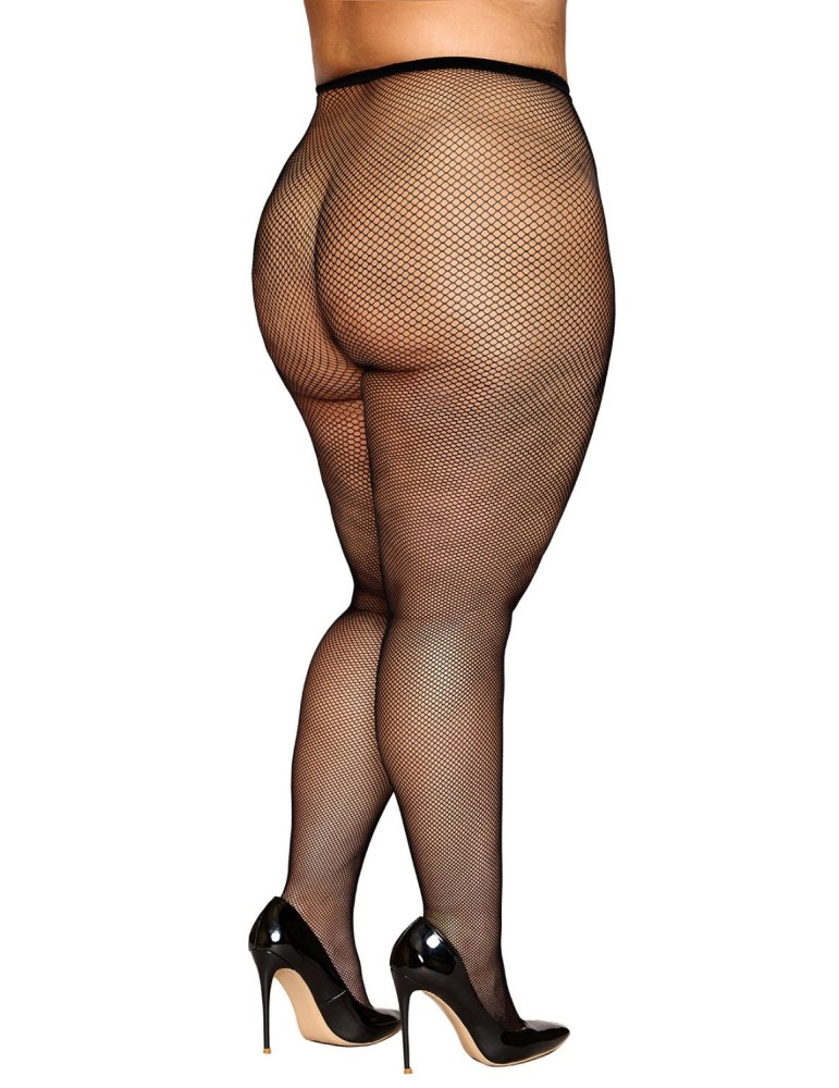Collant résille grande taille fine maille noir - DG0542XBLK