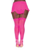 Bas nylon rose néon coutures grande taille pour jarretelles - DG0007XHPK