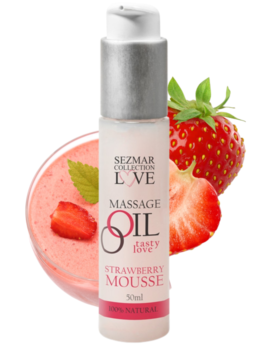 Huile de massage comestible mousse de fraise 50ml - SEZ003