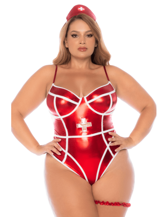 Costume sexy infirmière grande taille 3 pièces - MAL60041XASHW