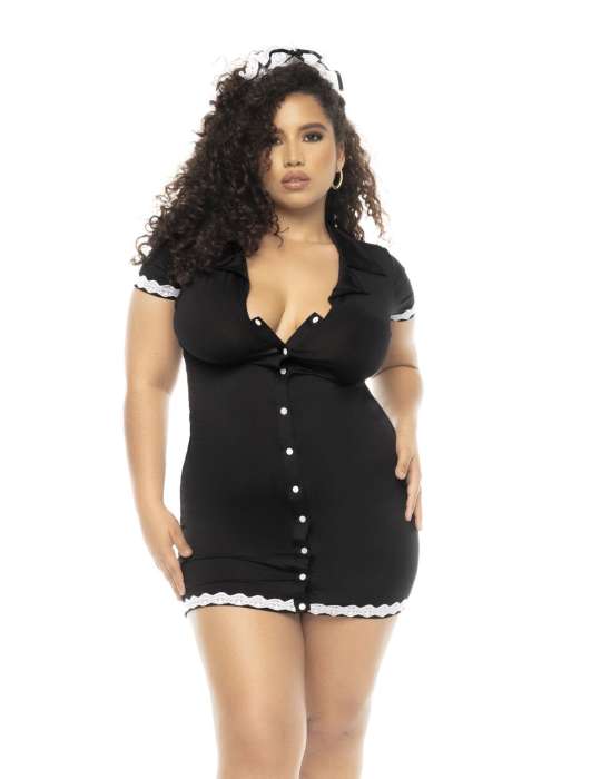 Costume soubrette 3 pièces grande taille , robe, tablier et coiffe - MAL60021XASHW