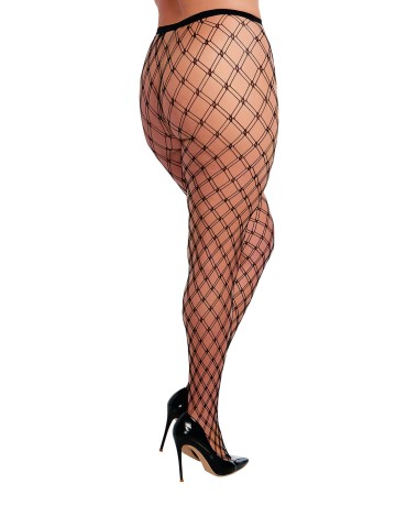 Collant grande taille large maille en forme de losange - DG0369XBLK 2