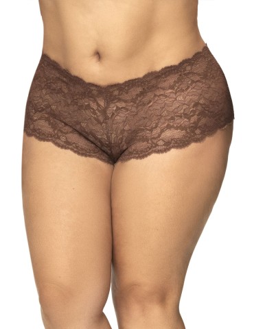 Shorty grande taille en dentelle couleur cacao - MAL90XCOCO 2