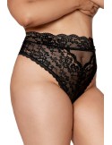 String grande taille dentelle taille haute noir - DG1477XBLK