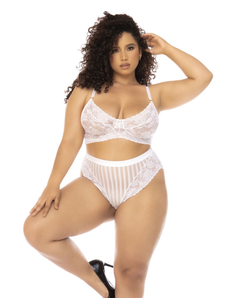 Ensemble 2 pièces blanc grande taille Emberly, soutien gorge et culotte taille haute - MAL8842XWHT Ensemble 2 pièces blanc grande taille Emberly, soutien gorge et culotte taille haute - MAL8842XWHT
