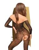 Bodystocking ouvert à l'entrejambe Noir Dreamy diva - PH0024BLK Bodystocking ouvert à l'entrejambe Noir Dreamy diva - PH0024BLK