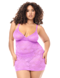 Babydoll grande taille dentelle violette et string - MAL7613XWORC