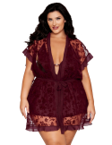 Nuisette et peignoir grande taille couleur aubergine - DG13666XCHE