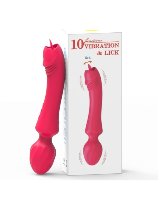 Wand avec langue Magic Head 20cm Rouge