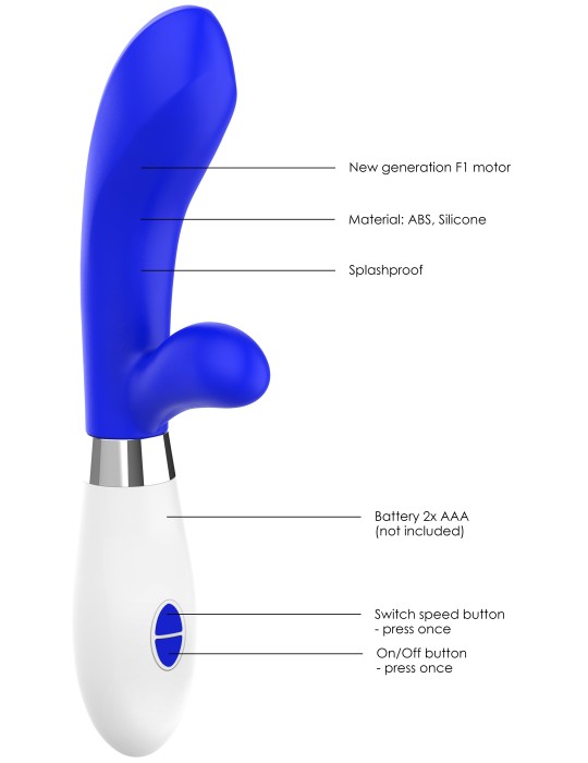 Vibro Rabbit Achilles 20cm Bleu