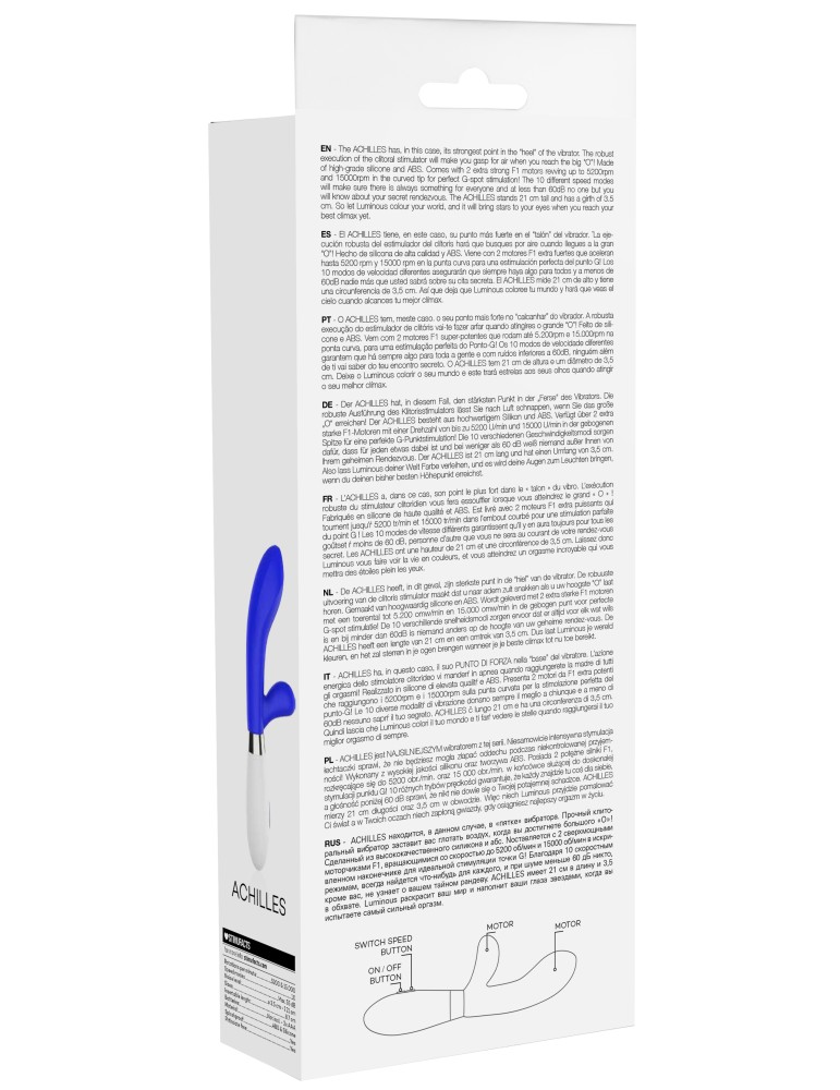 Vibro Rabbit Achilles 20cm Bleu