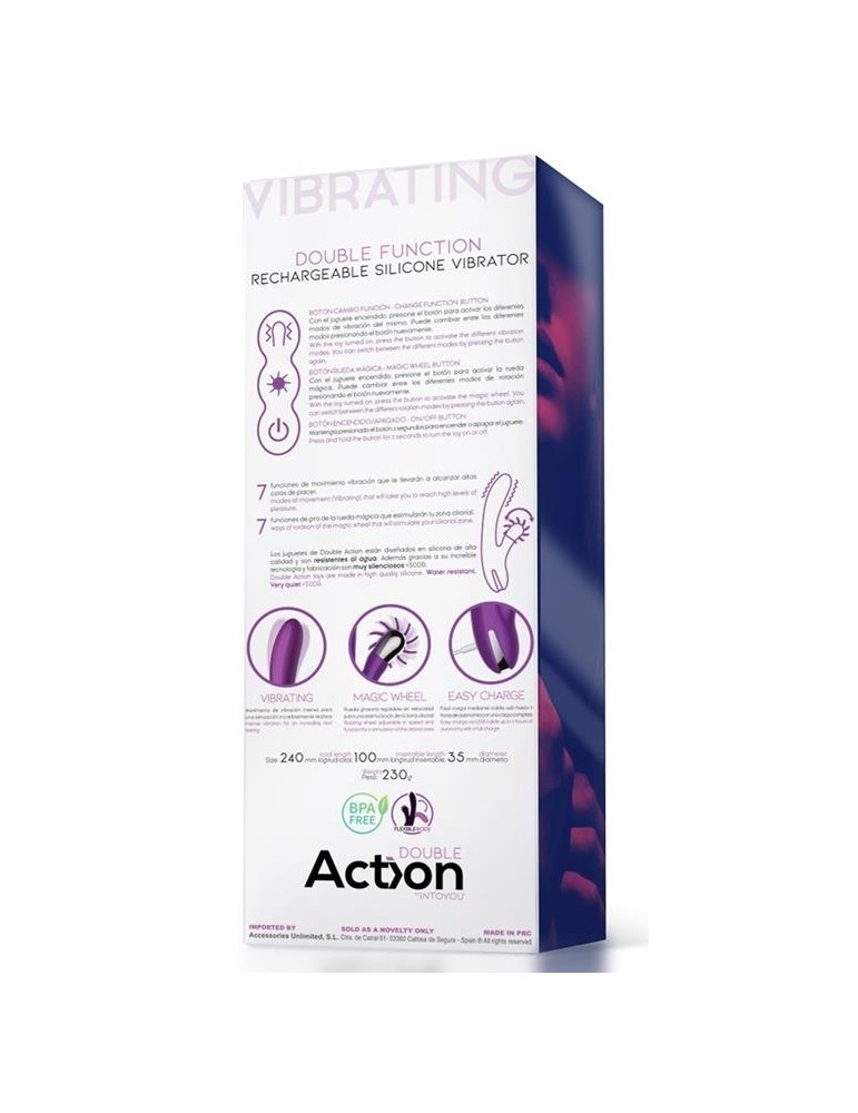 Vibro Rabbit Vibrating Double 10 x 3.5cm Violet