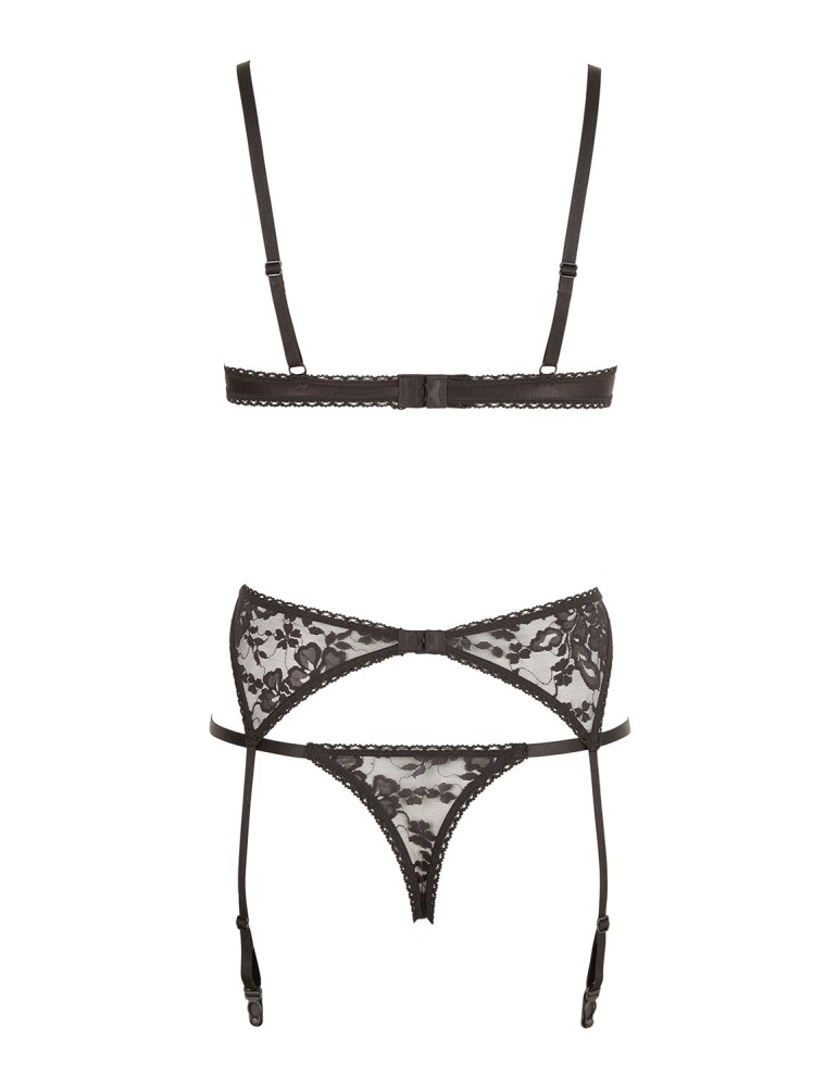 Ensemble sexy trois pièces en dentelle noire - R2210185