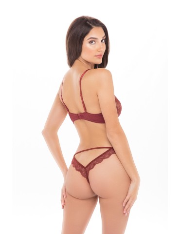 Ensemble 2 pièces  avec soutien-gorge à armatures et string dentelle - REN53024-BUR 2