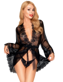 Peignoir et string assorti Noir Hypnotic power - PH0096BLK