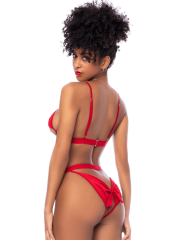 Ensemble 2 pièces Mapalé bonnets ouverts avec nœuds - MAL8901RED 2