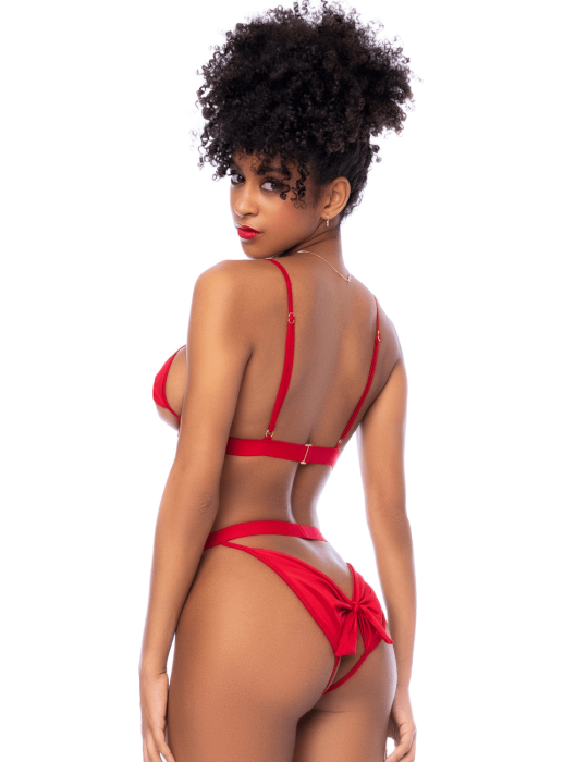 Ensemble 2 pièces Mapalé bonnets ouverts avec nœuds - MAL8901RED