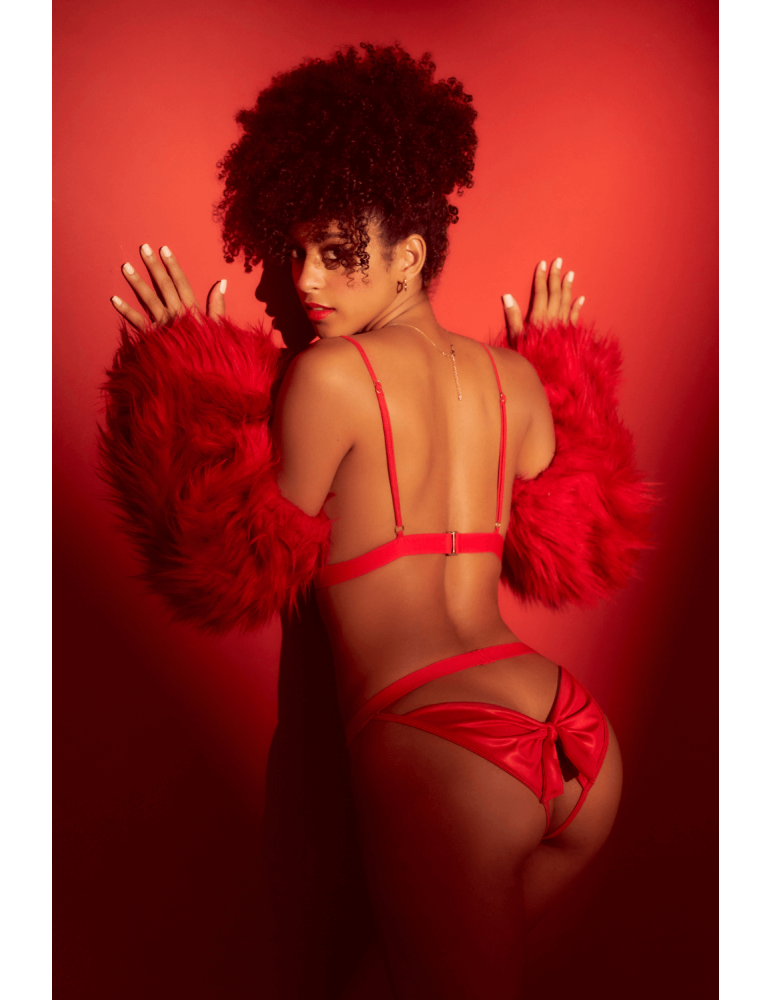 Ensemble 2 pièces Mapalé bonnets ouverts avec nœuds - MAL8901RED