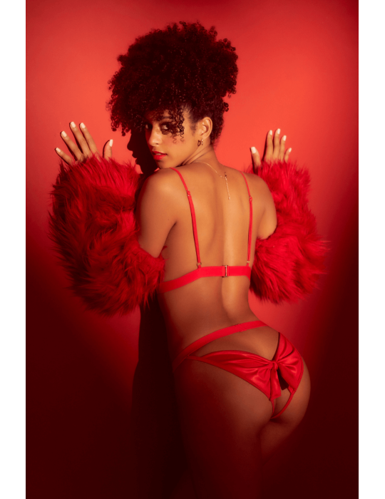 Ensemble 2 pièces Mapalé bonnets ouverts avec nœuds - MAL8901RED