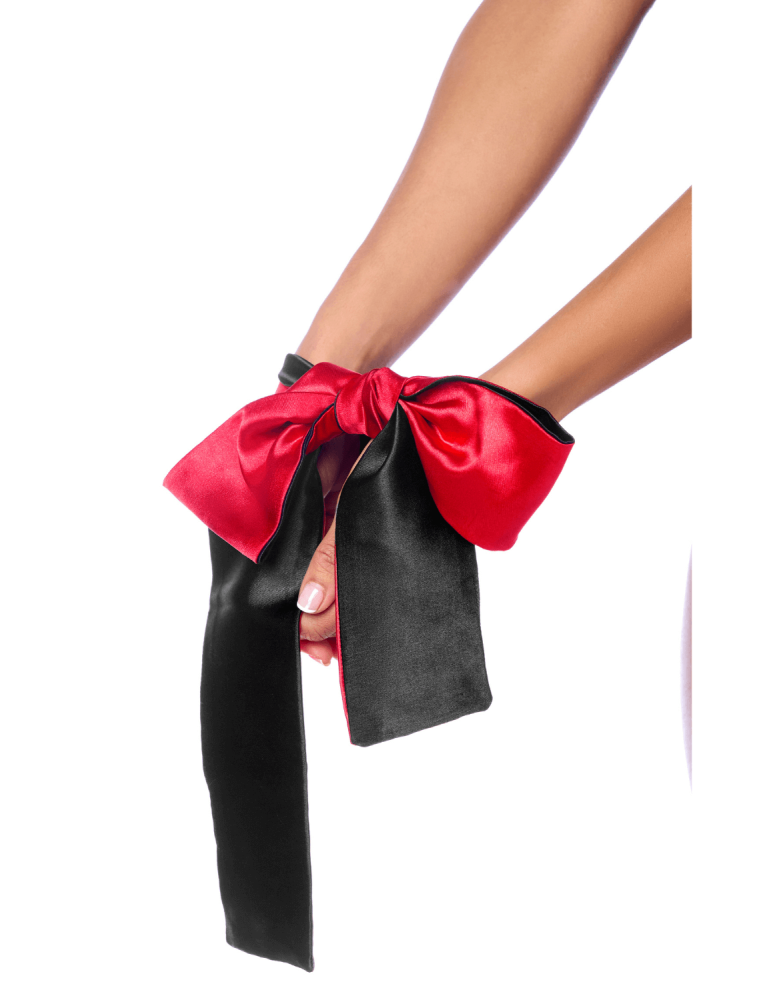 Accessoire coquin en satin réversible noir  rouge - MAL128BKRD