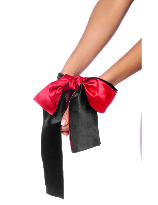 Accessoire coquin en satin réversible noir  rouge - MAL128BKRD