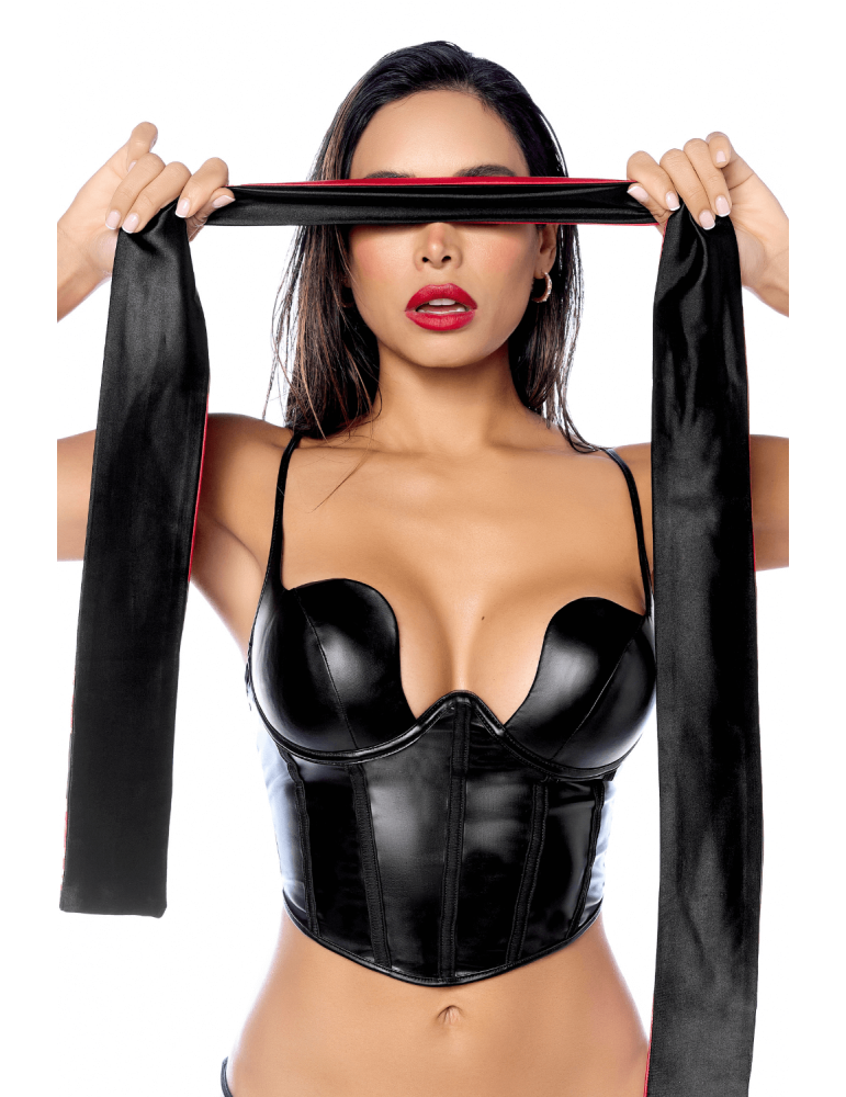 Accessoire coquin en satin réversible noir  rouge - MAL128BKRD