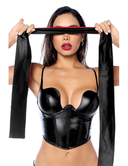 Accessoire coquin en satin réversible noir  rouge - MAL128BKRD