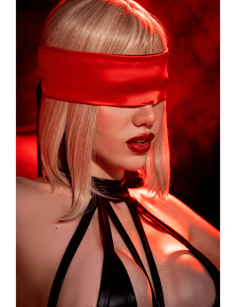 Accessoire coquin en satin réversible noir  rouge - MAL128BKRD