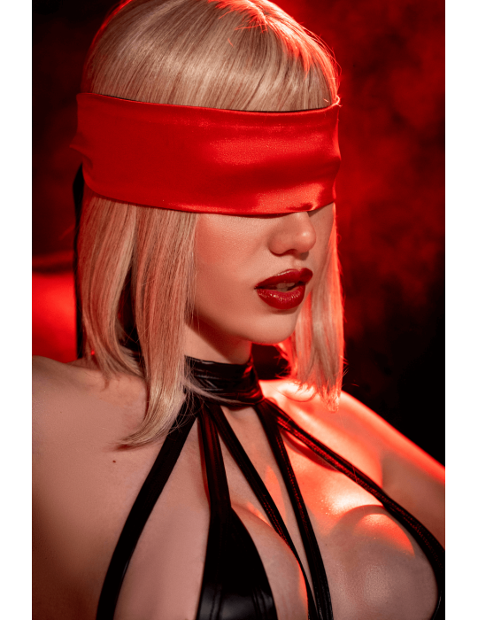 Accessoire coquin en satin réversible noir  rouge - MAL128BKRD