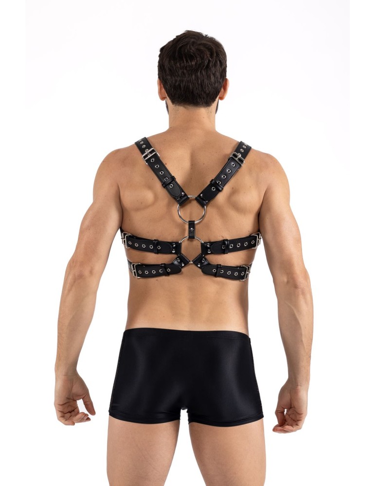 Harnais homme simili cuir avec sangles reliées par de larges anneaux - LM302412150