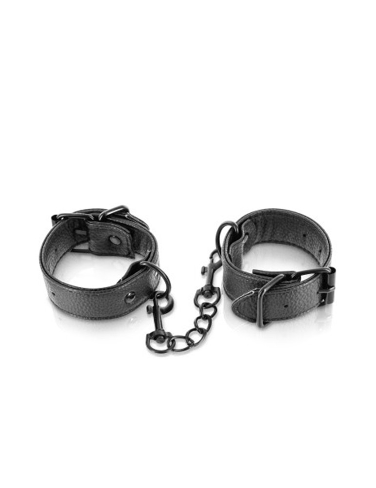 Menottes simili cuir noir ajustables Fetish Tentation - CC570407 Menottes simili cuir noir ajustables Fetish Tentation - CC570407