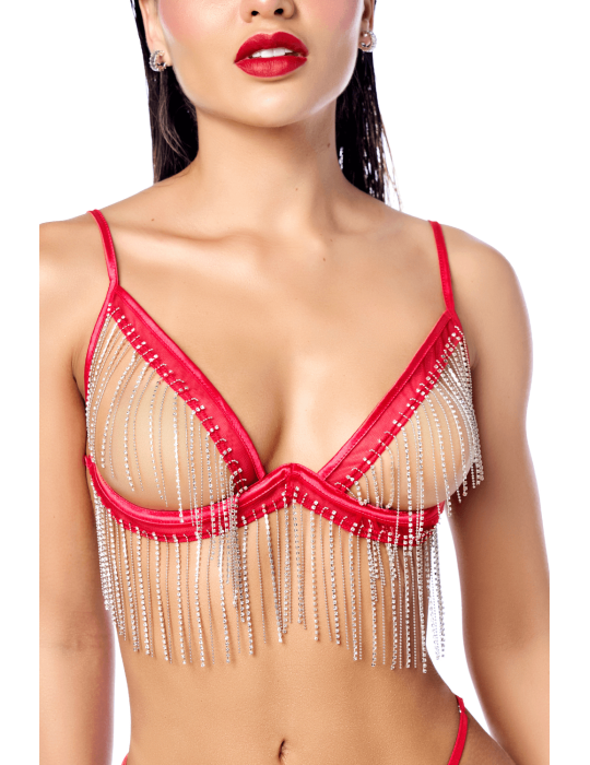 Ensemble 2 pièces à franges strass - MAL2811RED