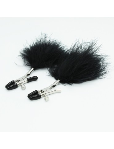 Pinces à seins avec plumes noires - 202401031 2