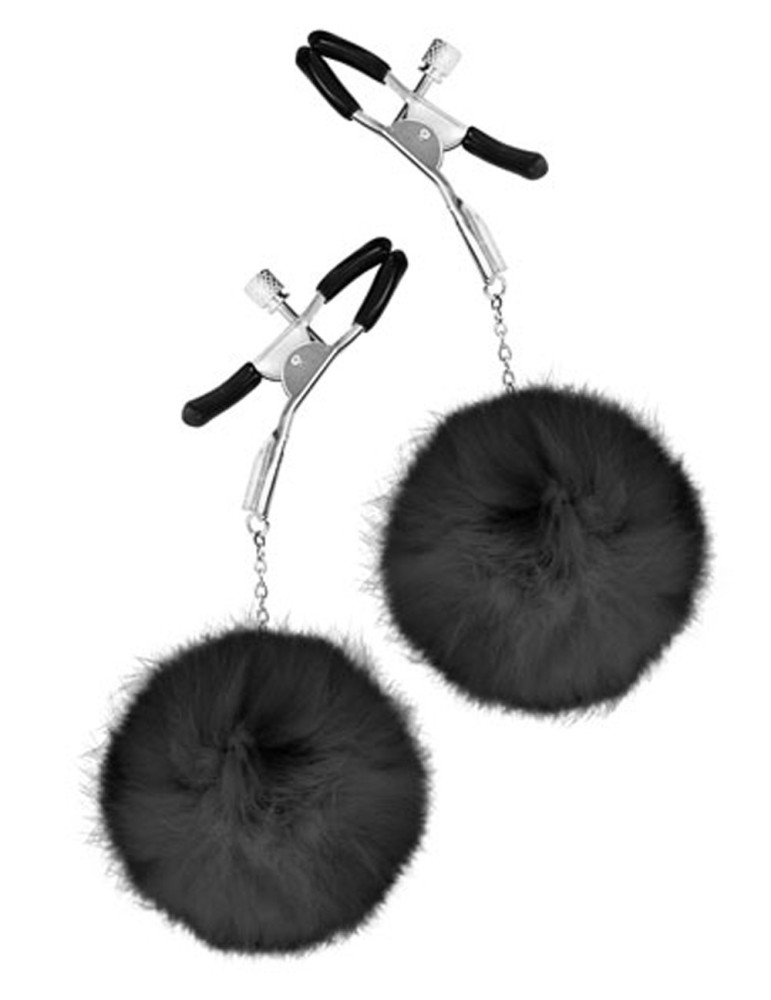 Pinces à seins pression réglable pompons noirs - CC5700720010 Pinces à seins pression réglable pompons noirs - CC5700720010