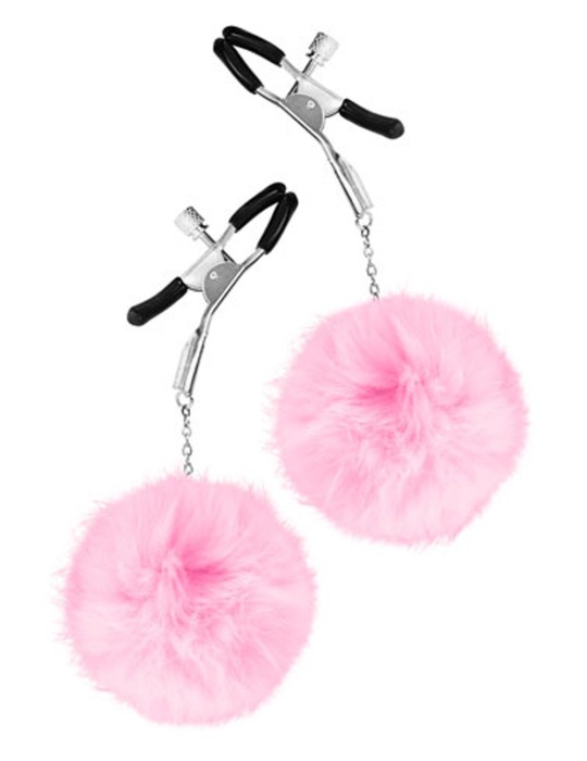 Pinces à seins pression réglable pompons roses - CC5700720050 Pinces à seins pression réglable pompons roses - CC5700720050